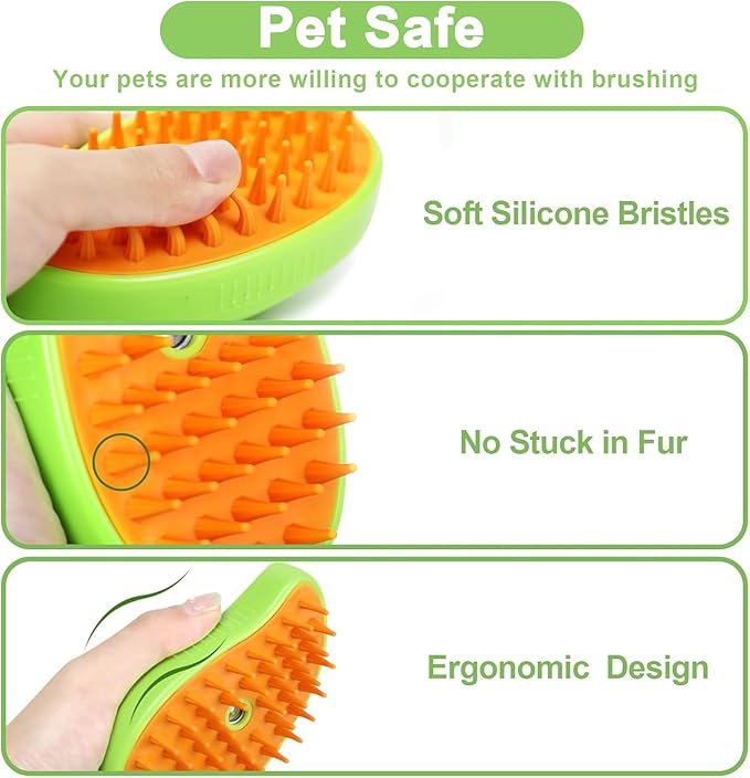 Steam Water Brush for Dogs 3-1 Cat Toys Grooming & Dog Steam Brush for Shedding, Cat Shower & Steam Hair Brush, Hair Cleaning Day Spa for Dogs, Steam Brush for Hair, Small Animals Grooming