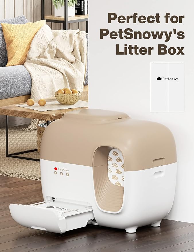 SNOW+ Cat Litter Box Liners, Self-Sealing Waste Drawer Bags for Automatic Cat Litter Box, 60 Pcs