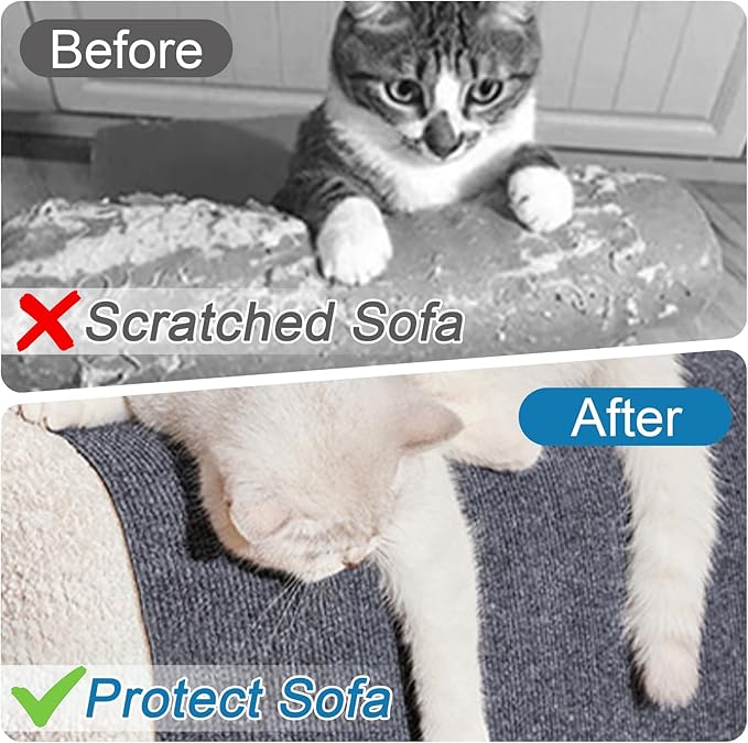 Cat Scratch Furniture Protector Pads with Self-Adhesive Backing, 98.5"X15.8" Dark Gray Randomly Cutting Trimmable Cat Scratch Carpet Mat Post Tree Shelves Cover Replacement for Sofa,Couch,Door,Corner
