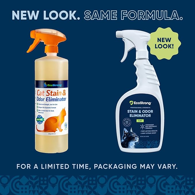 Cat Stain And Odor Remover | Enzyme Urine Odor Neutralizer - Stain Remover for Carpet, Litter Boxes, Bedding, and Laundry [Citrus Scent, 32 oz. Spray]