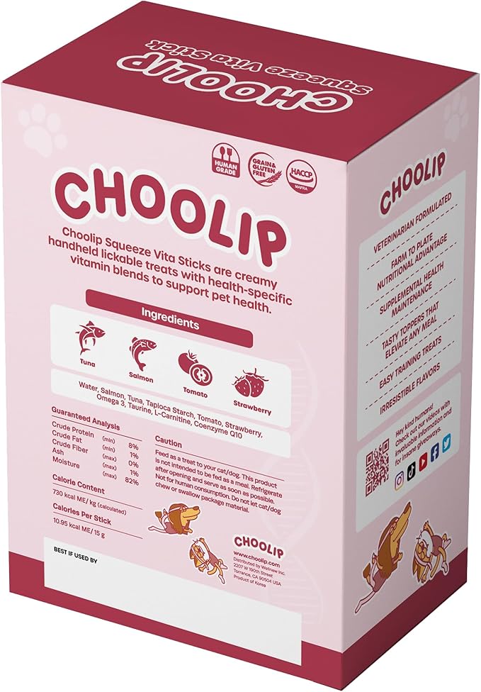 Squeeze Vita Stick Lickable Treats for Dogs & Cats. 49 Heart Support Sticks with Essential multivitamins. Soft and Tasty Paste for All Life Stages, Supporting Heart Health