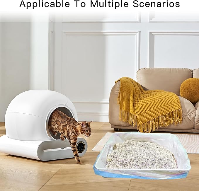 Cat Litter Box Liner, 45 Count Large Extra Heavy Duty Durable Drawstring Cat Litter Trash Bags for Automatic Cat Litter Box& Cat Litter Pan (20" x 18")