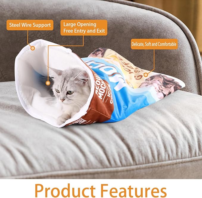 Cat Tunnel Bag, A01, Coffee, Indoor Cotton Flannel, Foldable, Portable, Durable, Cat Toy for All Life Stages