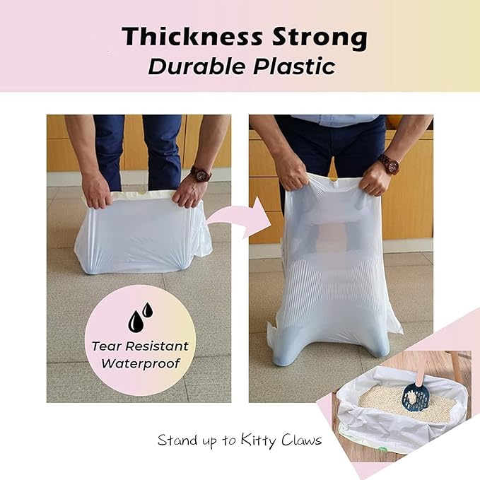 Cat litter Box Liners,30 Count 41" x 19" Large Extra Durable Cat Litter Pan Bags with Drawstring Heavy Duty Liner Bags for Pet Cat Litter Tray (Unscented)