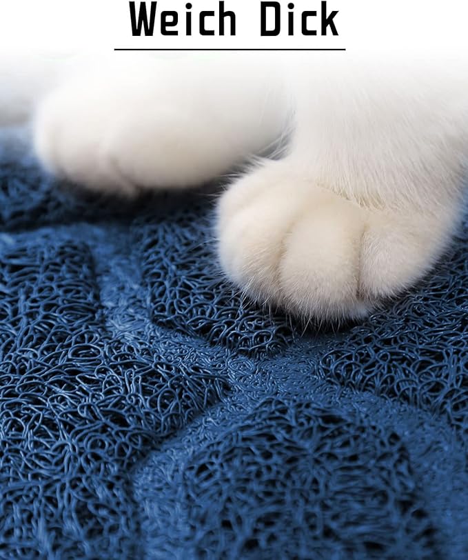 Yimobra Cat Litter Mat, 47"x36" Litter Box Mat with Litter Lock Mesh, Soft Cat Litter Mat Litter Trapping Mat, Easy to Clean, Non-Slip, Water Resistant, Litter Free Floors, Dark Blue