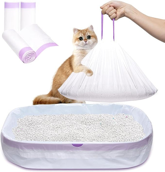 Cat Litter Liners Large, 30 Pack Jumbo Drawstring Cat Litter Bags, Extra Thick Litter Pan Liners Heavy Duty 36"x16"