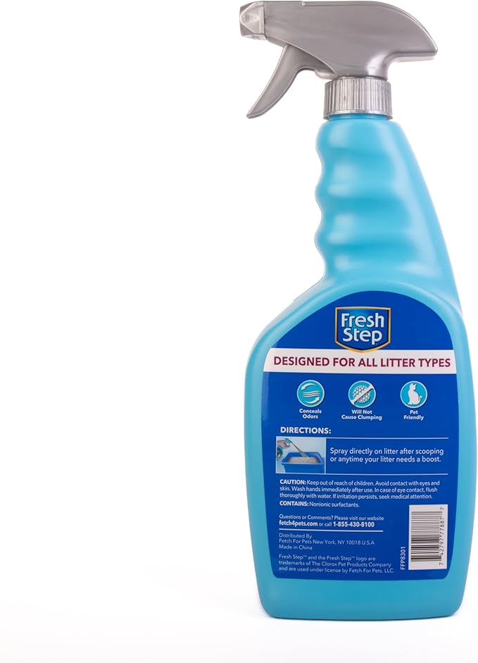 Fresh Step Cat Litter Box Odor Eliminating Spray | Cat Deodorizer Spray for Litter Box | Odor Neutralizing Cat Spray Cat Product for All Cat Litter | 24 Ounces (Pack of 2)