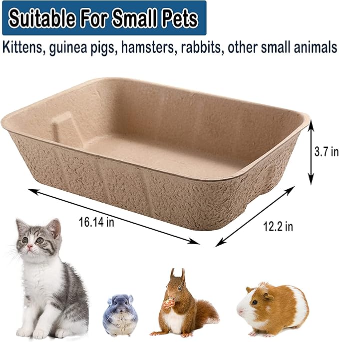 PINVNBY 6 Pcs Disposable Litter Boxes for Cats Paper Cat Litter Trays Cardboard Liner Tray for Kitty, Rabbit and Other Small Animal Indoor Outdoor Use Alone or As Box Liners (16.14 x 12.2 x 3.7 Inch)