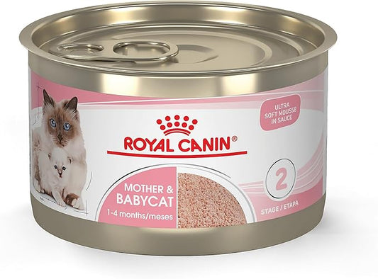 Royal Canin Feline Health Nutrition Mother & Babycat Ultra Soft Mousse in Sauce Canned Cat Food, 5.1 Oz Can