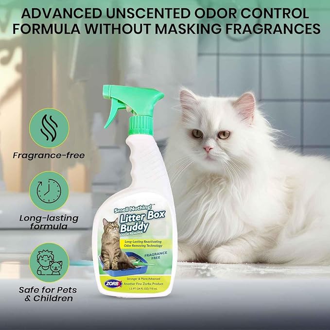 ZORBX Unscented Cat Litter Deodorizer Spray – Fast-Acting Cat Litter Box Deodorizer for Strong Urine Odor & Cat Litter Odor Control | Advanced Pet Odor Remover & Stronger Odor Neutralizer (24 Fl Oz)