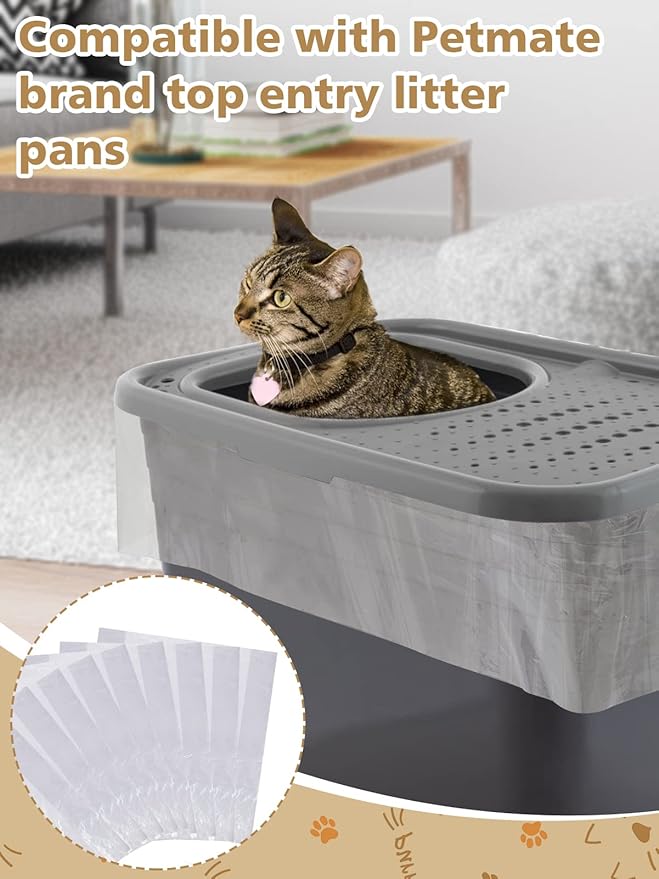 MEWTOGO 24 Pcs Litter Pan Liners Fit for Petmate Brand, Compatible with Top Entry Litter Pans Model, Durable Thickened Replacement Liner Bags for Disposal of Cat Waste