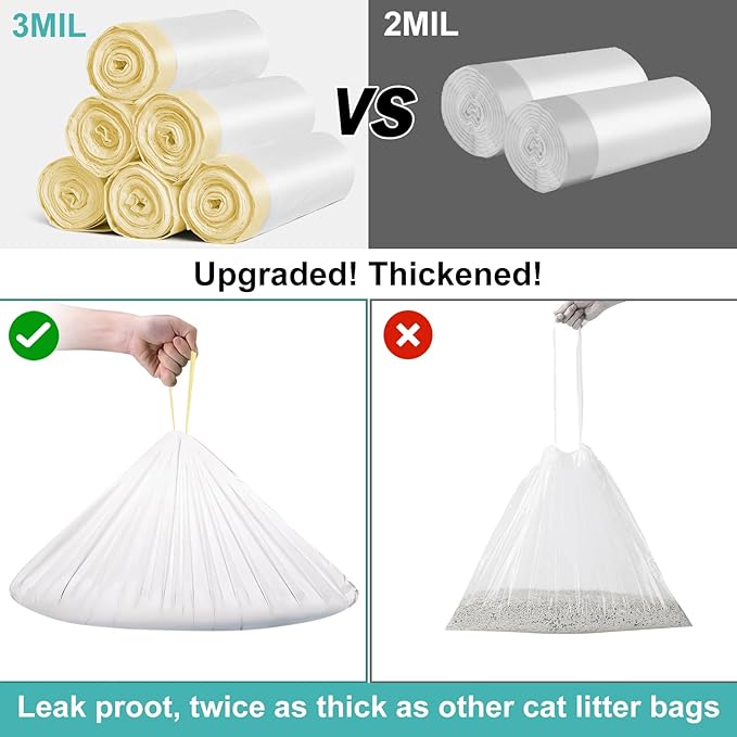 ELEGX 80 Count Litter Box Liners, 3MIL Extra Thick Heavy Duty, Automatic Self Cleaning Litter Robot Cat Waste Bag, 26.6" x 16.7" Compatible with S1,AUTOCLEAN-1 and M1/CAT LINK/Zea Cotio/Furoo mate