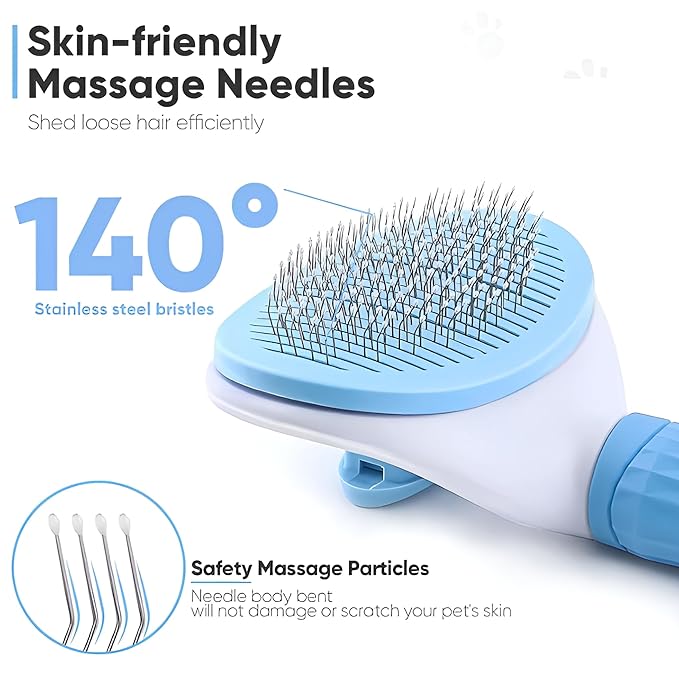 Dog Brush, Cat Brush, Deshedding Dog Brush, Self-cleaning Slicker Brush for Dogs & Cats, Dog Brushes For Shedding Dogs Cats Long Haired and Short Haired (Pink), Standard