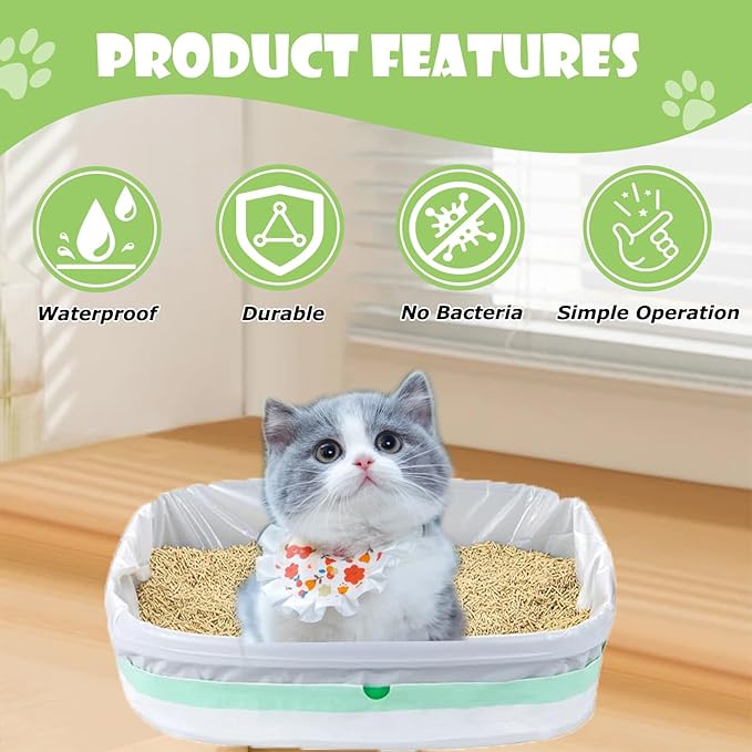 21 Count Cat Litter Box Liners,37x18 inch Heavy Duty Self-Cleaning Cat Litter Bags with Drawstring,Disposable Tear-resistant Poop Bag for Pets