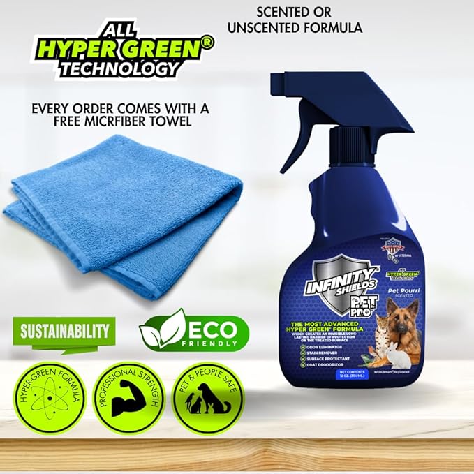 Pet Pro Stain & Odor Eliminator for Strong Odor, Enzyme Pet Urine Odor Eliminator, Carpet Stain Remover for Cats & Dog Pee, Enzymatic Cat Urine Destroyer, Carpet deodorizer & Spray