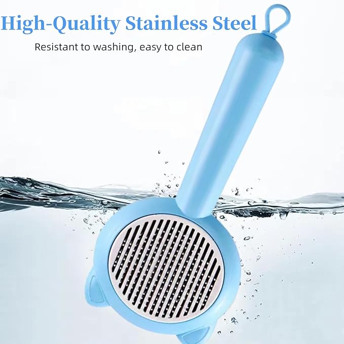 Cat Brush for Shedding，Pet Grooming Brush for Cats & Dogs，Cat Hair Brush with Self Cleaning Button,Deshedding Brush Easy to Removes Loose Fur