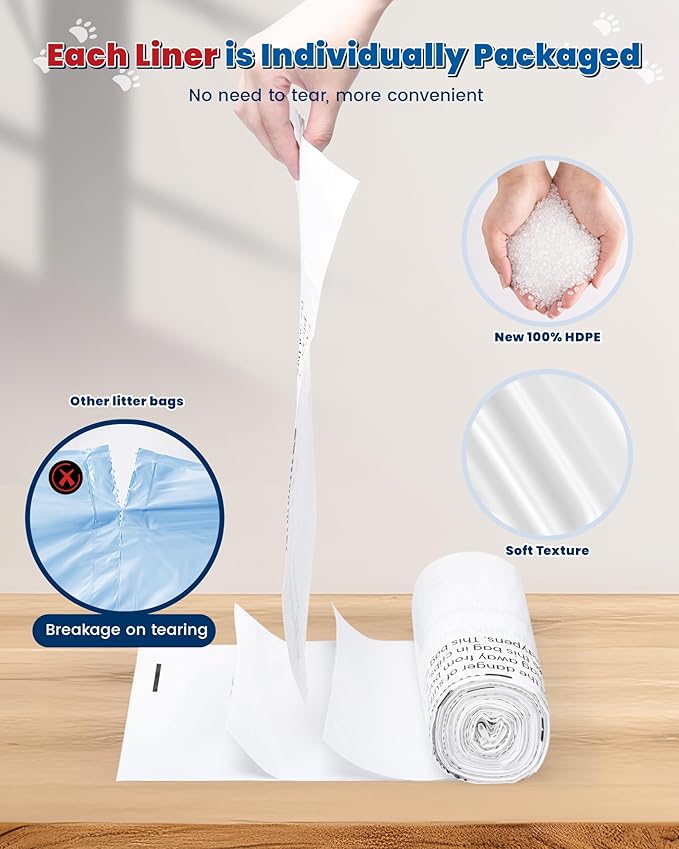 KONE 100 Pack Litter Box Robot 3 and 4 Waste Bags, Self-cleaning Cat Litter Box Liner Bags, Automatic Litter Box Liners, Waste Drawer Liners for Heavy Duty 9-11 Gallons