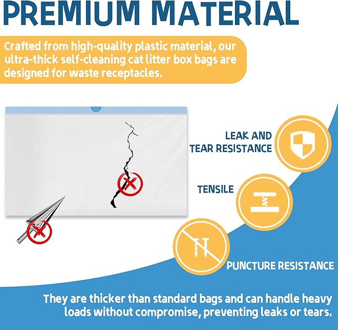 TonGass (6 Rolls, 120-Pack, 21.45" x 11.7") Drawstring Litter Liner Bags Disposable Portable Cat Litter Waste Receptacles Bags Compatible with PETKIT PuraX PuraMax Self-Cleaning Cat Litter Box