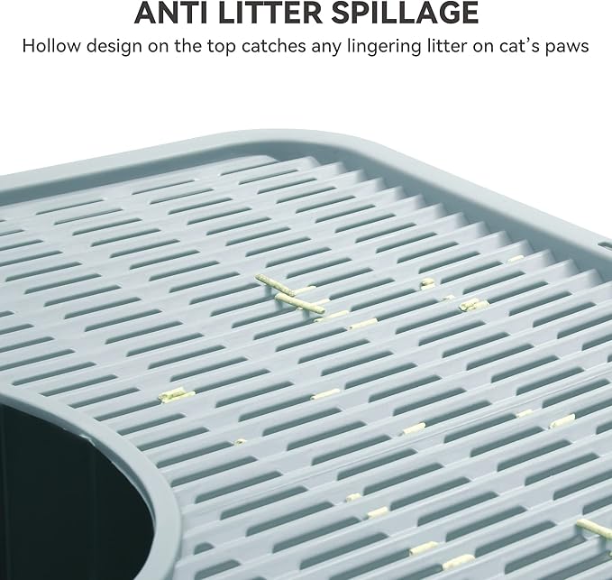 YITAHOME Large Enclosed Cat Litter Box with Lid Cover, Hooded Odorless Cat Toilet with Litter Scoop Cat Self Groomer Deodorizer Filter Front Entry Top Exit Door, Easy to Install and Clean (Blue)