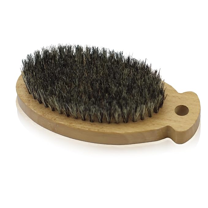 Cat Brush with Boar Bristle, Professional Grade Daily Grooming Hairbrush, Reduce Shedding, Soft Hair and Healthy Shine, Dog Brush for Shedding Short Haired Dogs (Oval Palm Brush)