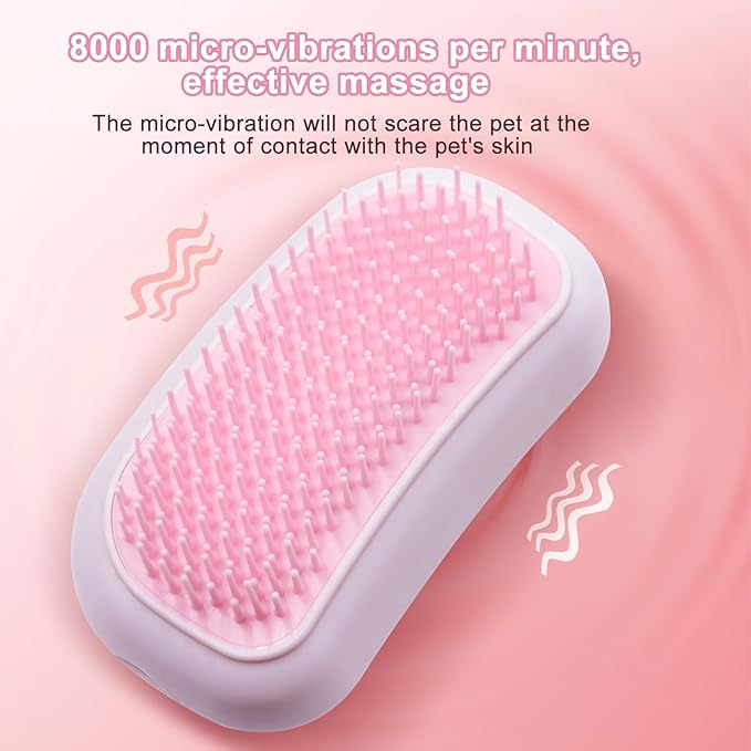Electric Massage Cat Brushes, Pet Grooming Brush Easily Removes Tangles, 255 Massage Nodes for Relieving Tension, Tight Muscles, and Stiffness-1 pack pink