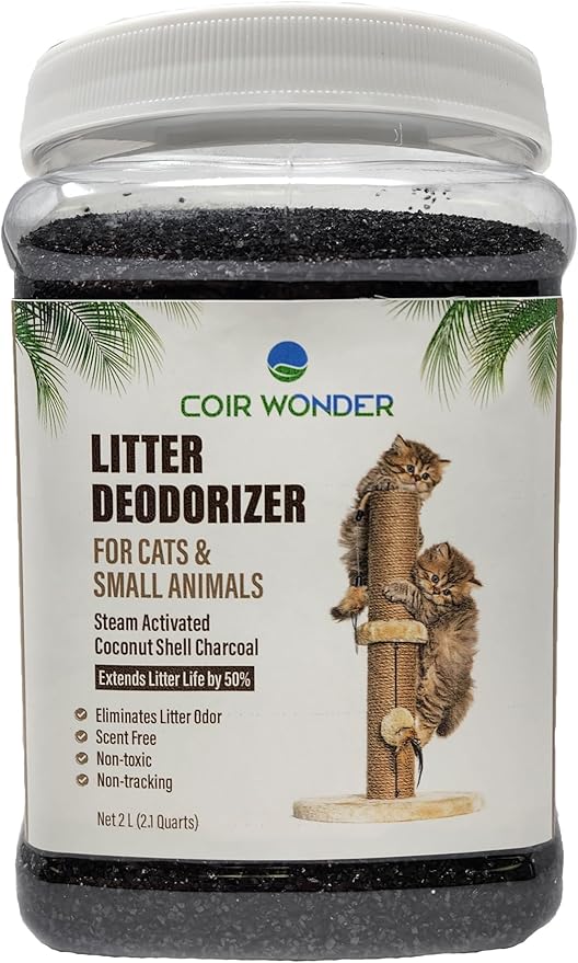 Cat Litter Deodorizer – Litter Box Odor Eliminator – 2.2 Lb (1 Kg) - Made of Activated Charcoal Carbon - Unscented – Longer Kitty Litter Life – Odor Control for Small Animal Pet Bedding
