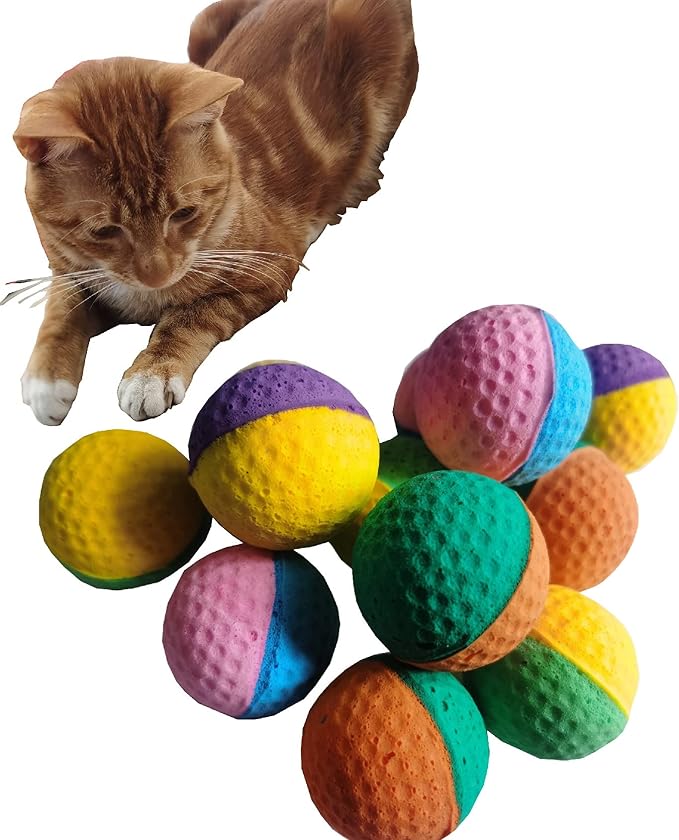 Cat Foam Ball Cat Sponge Ball Toy Cat Soccer Ball Toy (Mini, Two Color pet Ball)