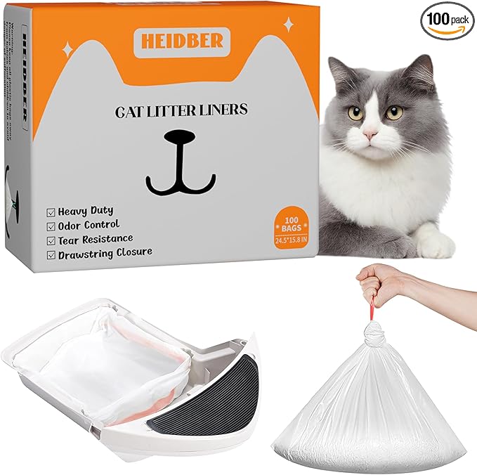Drawstring Cat Litter Box Liners 100 Pack-Robot Litter Liner Bags for Robot 3 and 4 Cleanpethome/PETKIT PuraX PuraMax Catlink Self-cleaning Cat Litter Box Bag Heavy Duty Litter Box Robot Waste Bags