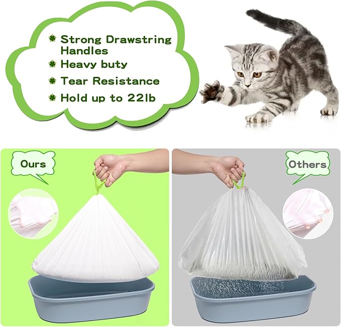 Litter Box Liners Large, Jumbo Drawstring Cat Litter Bags, Extra Thick Litter Pan Liners Heavy Duty, 36"x16",30 Count