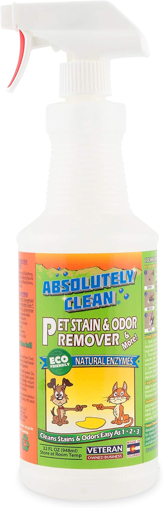 Amazing Pet Odor Eliminator for Home, Professional Strength: Natural Enzymes Remove Most Stains in 60 Seconds -Dog/Cat Urine, Vomit, Bile, Feces, Grass, Blood, Drool, More -USA Made