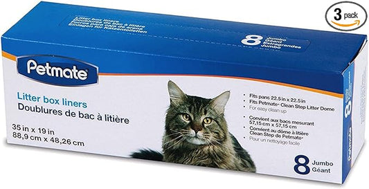 Petmate 24 Pack of Booda Dome Clean Step Cat Box Liners Jumbo, 3 Boxes Each Containing 8 Liners
