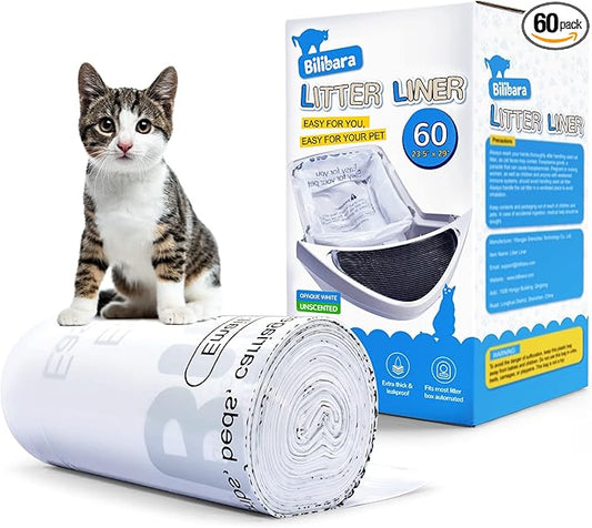 Litter Box Liner Bag Compatible with Cat litter Box 3 and 4, 60 Pack - Extra Thick Waste Bags for Self-Cleaning Pet Kitty Litter Box Drawer Liners, 9-11 Gallons Home/Kitchen Trash Bags