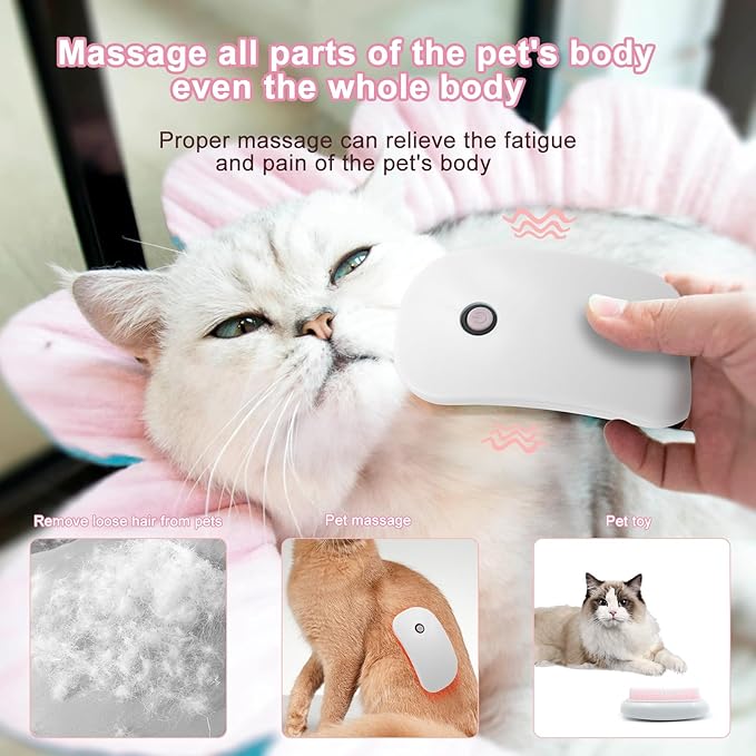 Electric Massage Cat Brushes, Pet Grooming Brush Easily Removes Tangles, 255 Massage Nodes for Relieving Tension, Tight Muscles, and Stiffness-1 pack pink