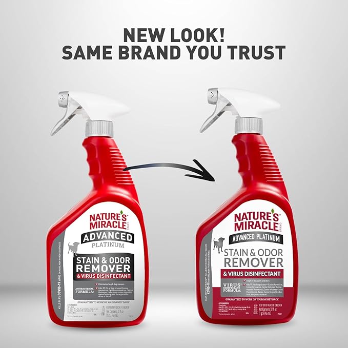 Nature's Miracle Advanced Platinum Stain and Odor Remover and Virus Disinfectant, 32 Ounces, Disinfects and Cleans