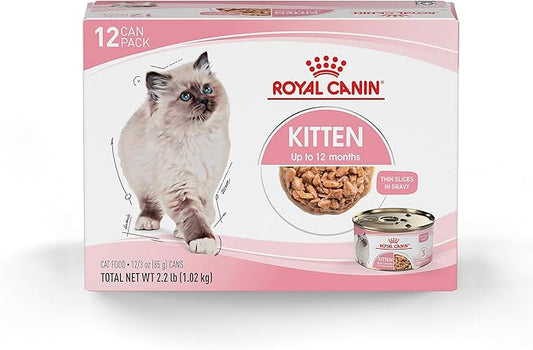 Royal Canin Feline Health Nutrition Kitten Thin Slices in Gravy Canned Cat Food, 3 oz cans 12-pack