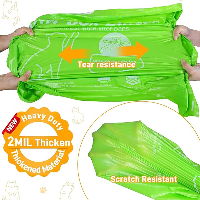 Cat Litter Box Liners 30 Count, Jumbo Cat Litter Bags Liners 36" x 19" Drawstring Heavy Duty Liners for Cat Litter Box Extra Durable Easy Clean Up Fits Most Litter Pan