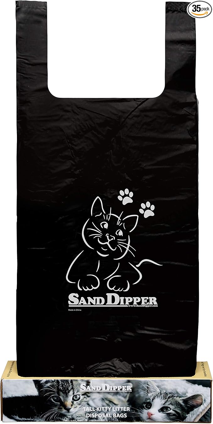 Sand Dipper Cat Litter Waste Bags | Strong Thick Odor Sealing (Tall 35 Roll)
