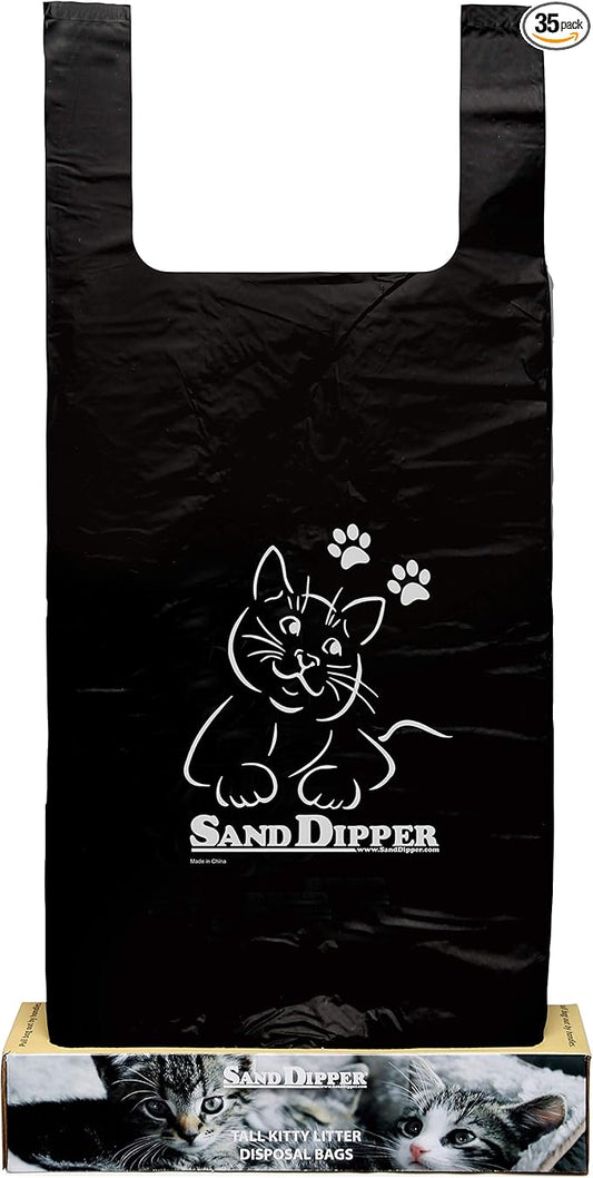 Sand Dipper Cat Litter Waste Bags | Strong Thick Odor Sealing (Tall 35 Roll)