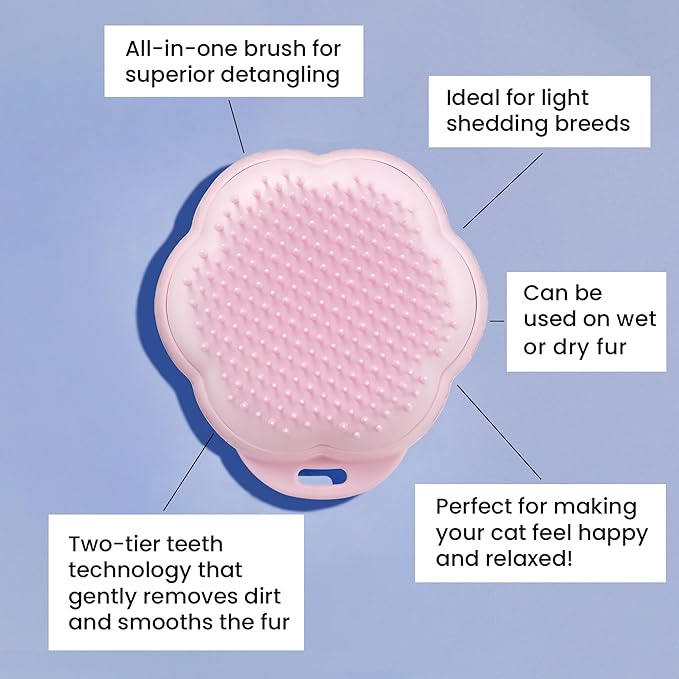 Pet Teezer by Tangle Teezer Cat Brush, De-Shedding Cat Hair Brush for a Gentle, Soothing Groom & Short to Medium Length Fur, Millennial Pink