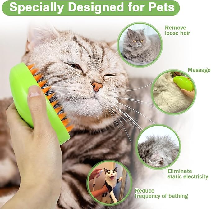 Steam Water Brush for Dogs 3-1 Cat Toys Grooming & Dog Steam Brush for Shedding, Cat Shower & Steam Hair Brush, Hair Cleaning Day Spa for Dogs, Steam Brush for Hair, Small Animals Grooming