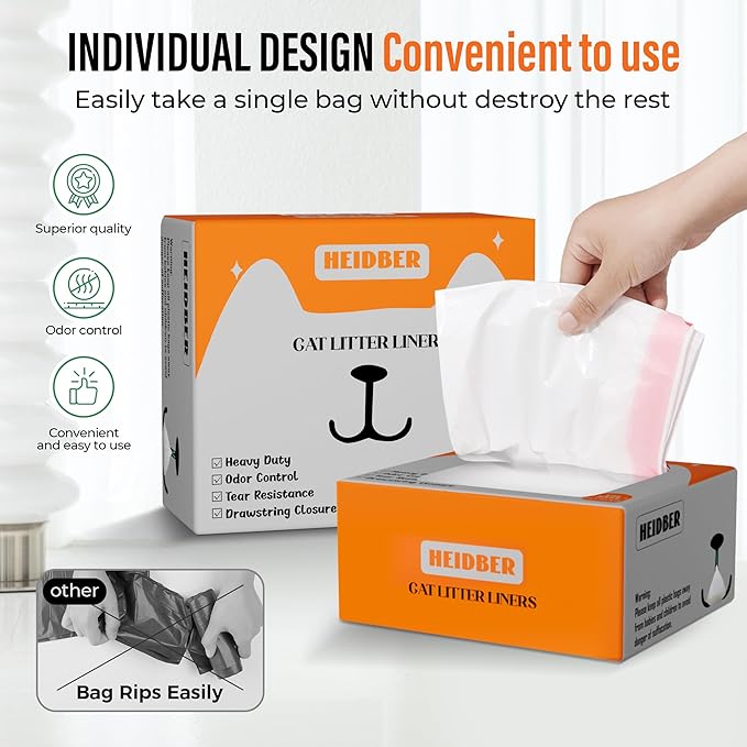 Drawstring Cat Litter Box Liners 100 Pack-Robot Litter Liner Bags for Robot 3 and 4 Cleanpethome/PETKIT PuraX PuraMax Catlink Self-cleaning Cat Litter Box Bag Heavy Duty Litter Box Robot Waste Bags