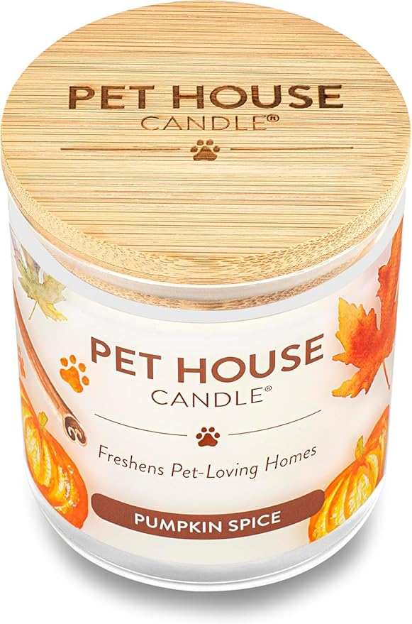 One Fur All Pet House Pumpkin Spice Candles Plant-Based/Soy Candle - Clean Burning Scented Candles, Long Lasting Pet Odor Candle for Home - 4 Pack