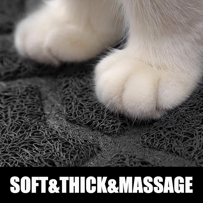 Yimobra Cat Litter Mat, 24"x20" Litter Mat with Litter Lock Mesh, Soft Cat Litter Mat Litter Trapping Mat, Easy to Clean, Non-Slip, Water Resistant, Litter Free Floors, Black