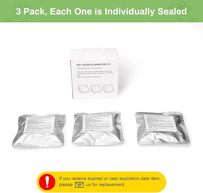Update Cat Litter Odor Eliminator 2.0 for Self-Cleaning Cat Litter Box, GISOFIK Cat Litter Deodorizer, Cat Toilet Odor Control, Litter Box Deodorizer, Safe for Pets 98% Remove Rate(3 Pack)