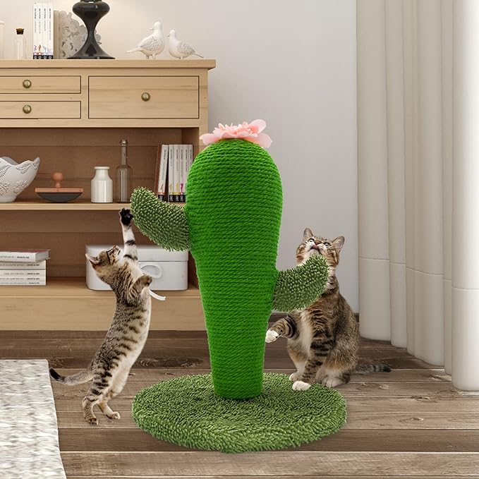 AUSCAT Cat Scratching Post, Cute Cactus Scratching Post, Nature Sisal Cat Scratcher for Indoor Cats and Kittens