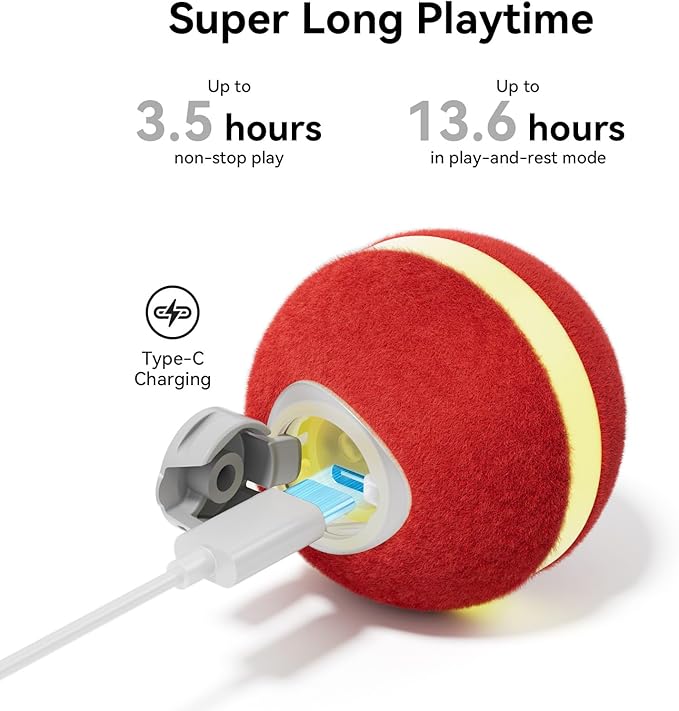 Cheerble 【2025 Upgrade】 Interactive Cat Ball Toy, Wicked Ball M3, Automatic Moving Ball Toy for Indoor Cat Kitten, Smart Anti-Depression Pet Toy Fun Gift with Light