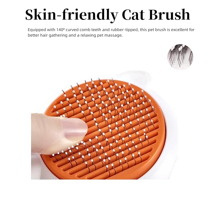 Cat Brush for Shedding, Self-Cleaning Brush for Pet Hair Removal, Cat Hair Brush Remover for Long and Short Haired Cats and Dogs, Self-Cleaning Grooming Tool