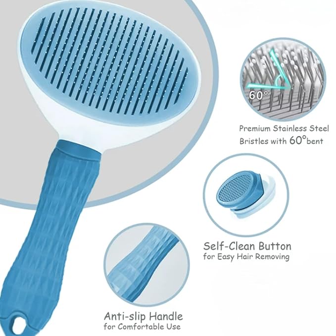 Dog Brush, Cat Brush, Deshedding Dog Brush, Self-cleaning Slicker Brush for Dogs & Cats, Dog Brushes For Shedding Dogs Cats Long Haired and Short Haired (Pink), Standard