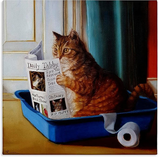 Stupell Industries Litter Box Reading Funny Cat Pet Painting Canvas Wall Art, Design by Lucia Heffernan