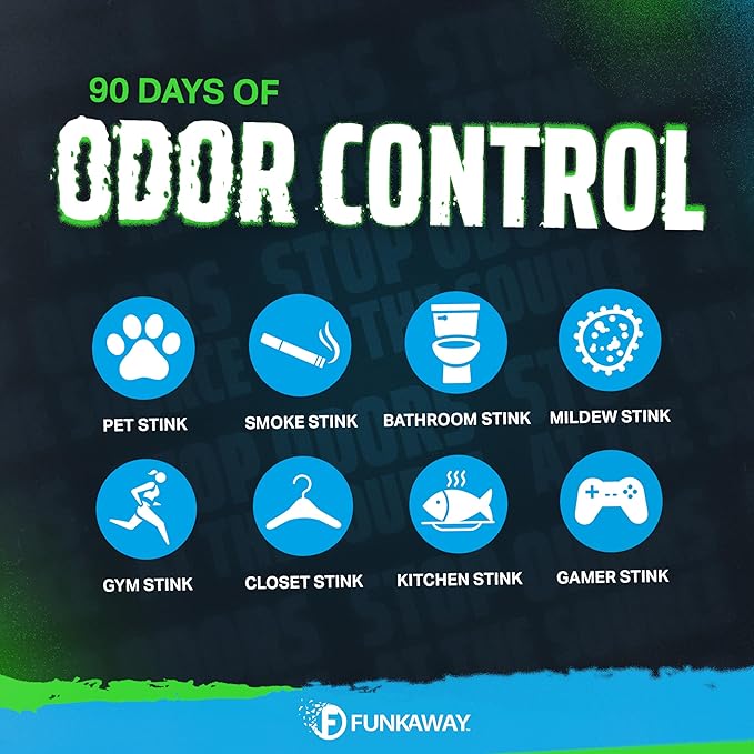 FunkAway Odor Eliminating Beads, 12 oz., 3 Pack, Supercharged Odor Absorbing Beads for the House, Car or Gym, Eliminate Smoke, Pet and Bathroom Odors for Long-Lasting Results